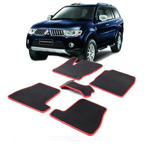 Коврики EVA ЕВА ЭВА в салон автомобиля MITSUBISHI MITSU PAJERO SPORT митсубиси Митсубиши Мицубиси Митсубиси Паджеро Спорт 2 2008-2017 г. красный кант