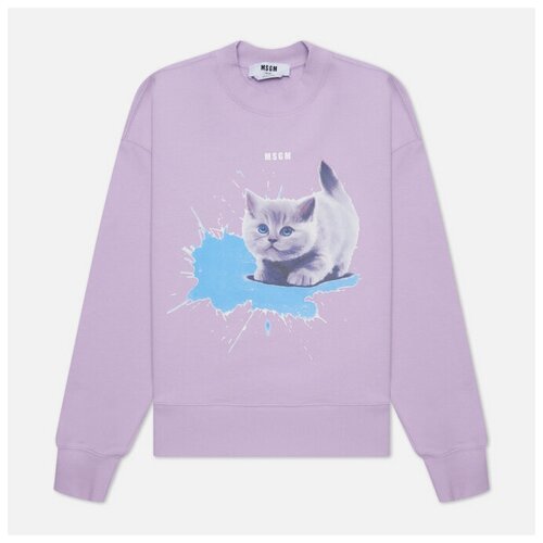 фото Женская толстовка msgm kitten micrologo crew neck фиолетовый , размер xs