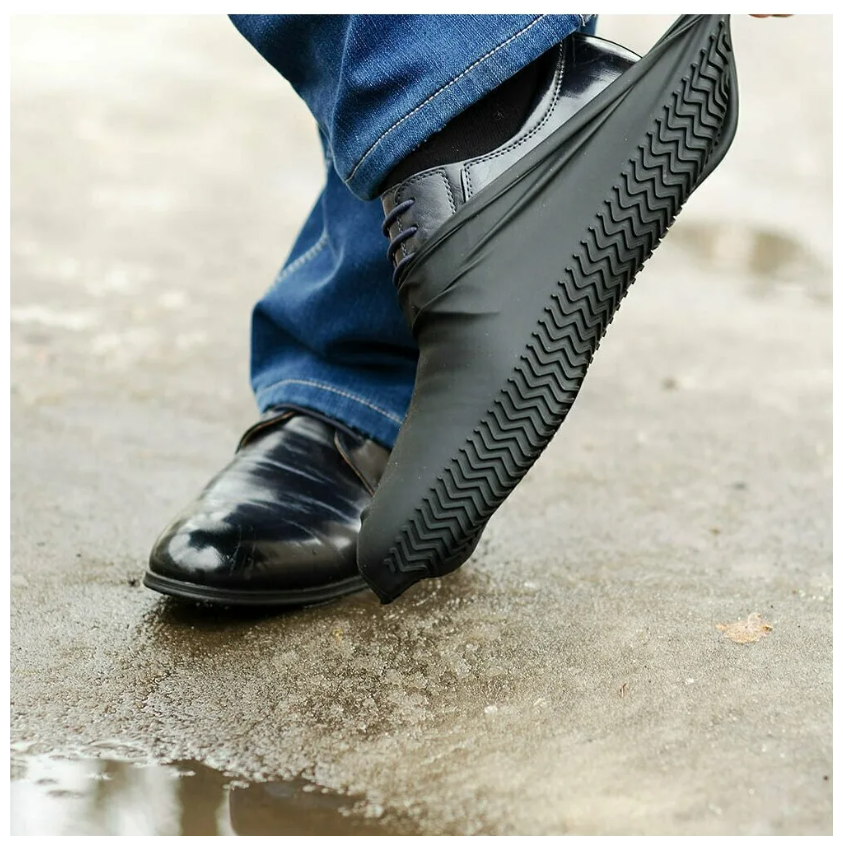 Бахилы силиконовые/защитные чехлы на обувь от влаги и грязи/размер L/черные - фотография № 5
