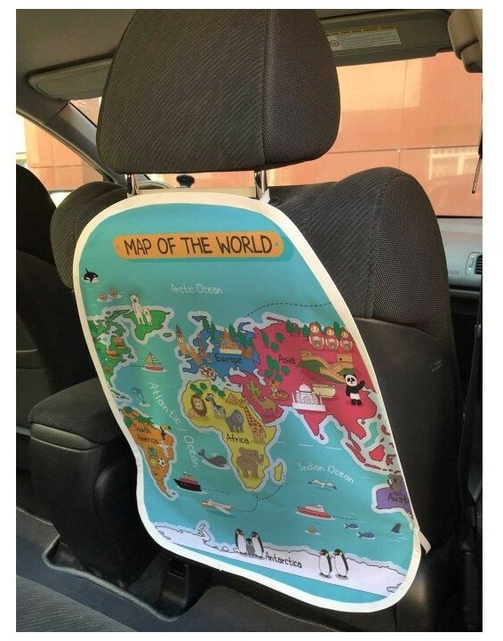 Защитная накидка JoyArty "Детская карта мира" на спинку автомобильного сидения, 45х62
