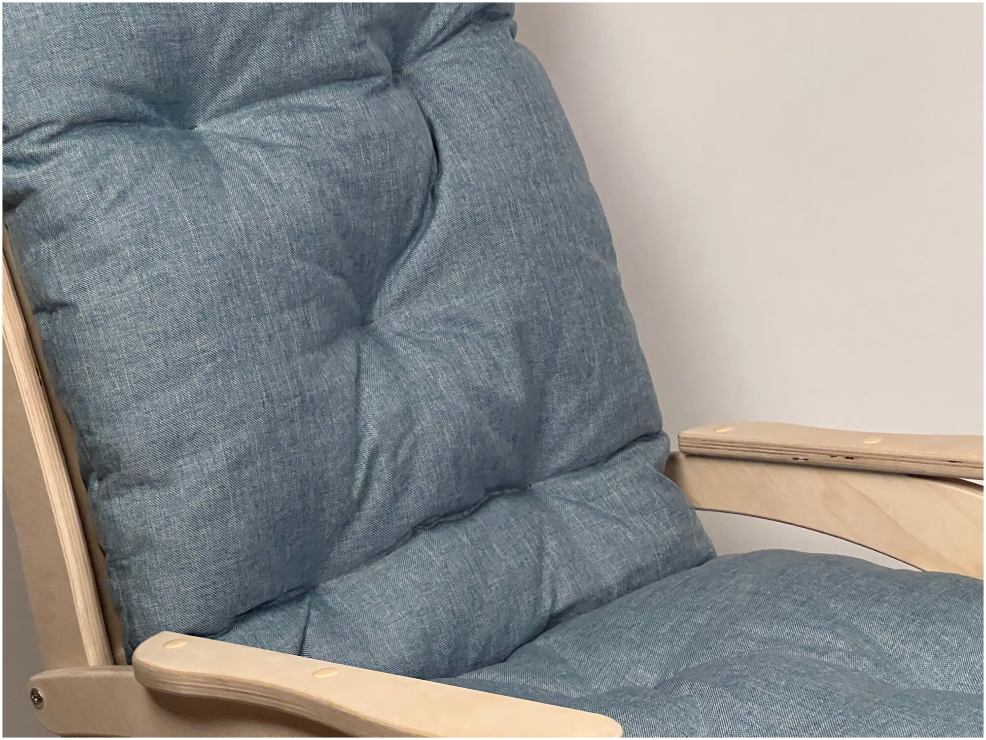 Матрас для шезлонга, матрас для кресла-качалки, матрас на кресло, подушка сиденье на кресло качалку, 50х110 см бледно голубой - фотография № 5