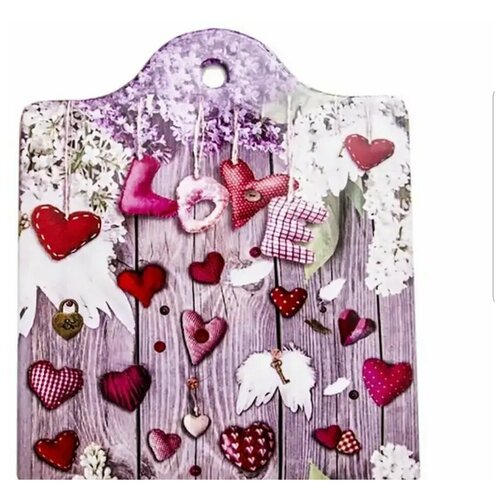 Подставка под горячую посуду / керамика,пробка/, 16*19 см. Дизайн - Сердечки Любви.