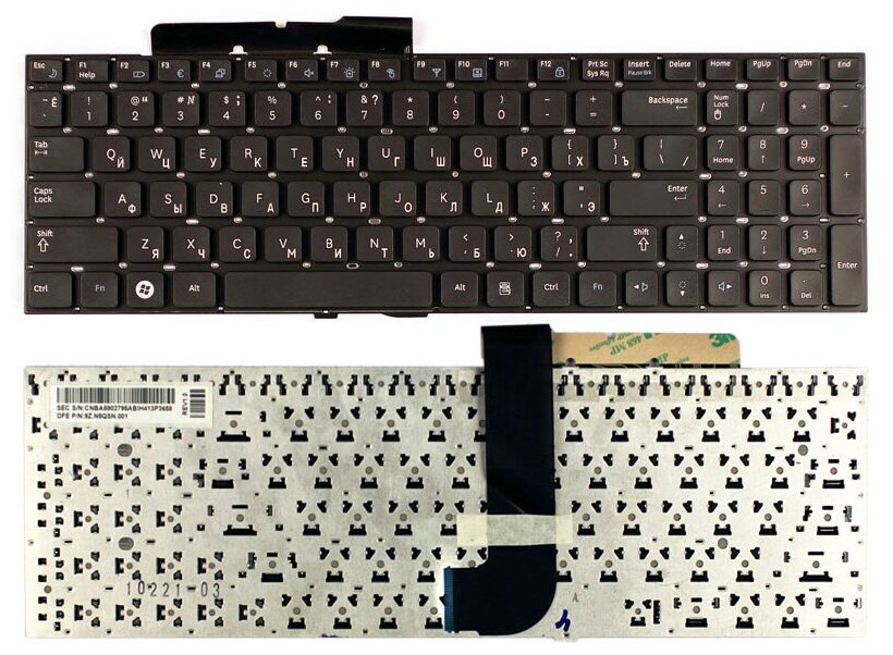 Клавиатура для ноутбука Samsumg BA75-02675C черная без рамки 1080₽
