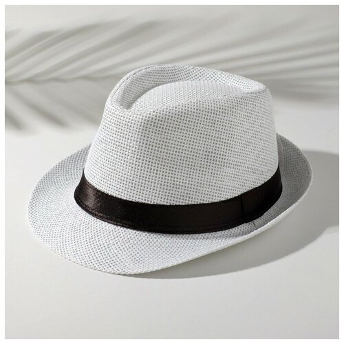 фото Шляпа мужская minaku "плетеная", размер 58, цвет белый./в упаковке шт: 1