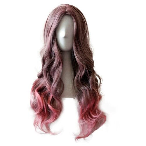Парик длинный волнистый без чёлки, длина 50 см. (Цв: Русый-Розовый ) парик длинный волнистый без чёлки 60 см цв розовый