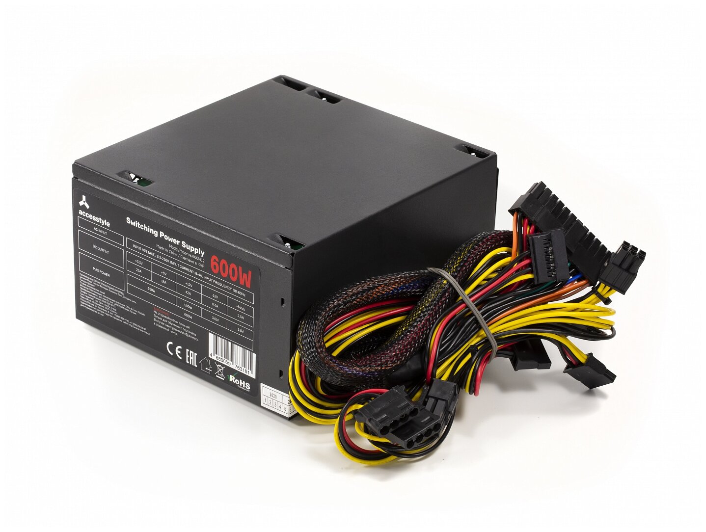 Блок питания Accesstyle 600W12 (600W, ATX, 12cm fan, 20+4pins,1 x 4-pin P4 ,2 x SATA ,2 x IDE ,power cord, PFC)