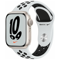 Умные часы Apple Watch Series 7 45 мм Aluminium Case GPS + Cellular, сияющая звезда/чистая платина/черный