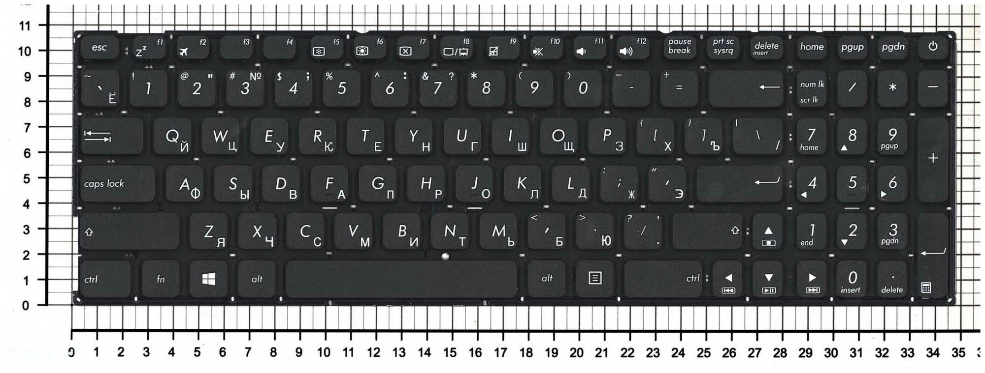 Клавиатура для ноутбука Asus X541LJ черная без рамки плоский Enter