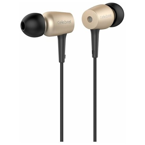 Наушники С микрофоном Celebrat G1 Metal Stereo Earphones Золото 72000₽