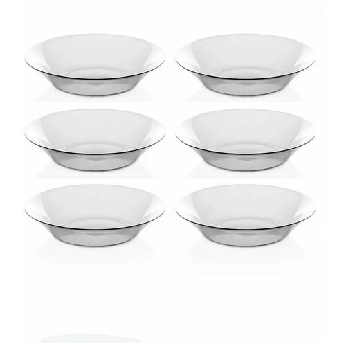 Набор глубоких тарелок из силикатного прозрачного стекла 6 шт