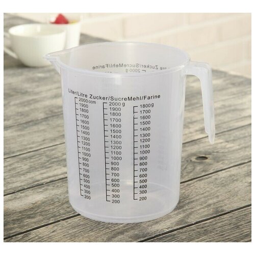 Кувшин мерный, 2 л, цвет прозрачный (1 шт.)