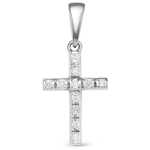 Крестик Vesna jewelry, белое золото, 585 проба, родирование, бриллиант православный крест с 4 бриллиантами 0 064 карат из белого золота 61891 vesna jewelry