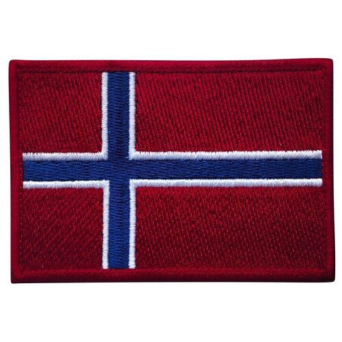 Нашивка (шеврон, патч) на липучке, Стежкофф, Флаг Норвегии, 8,5х6 см, 1 штука