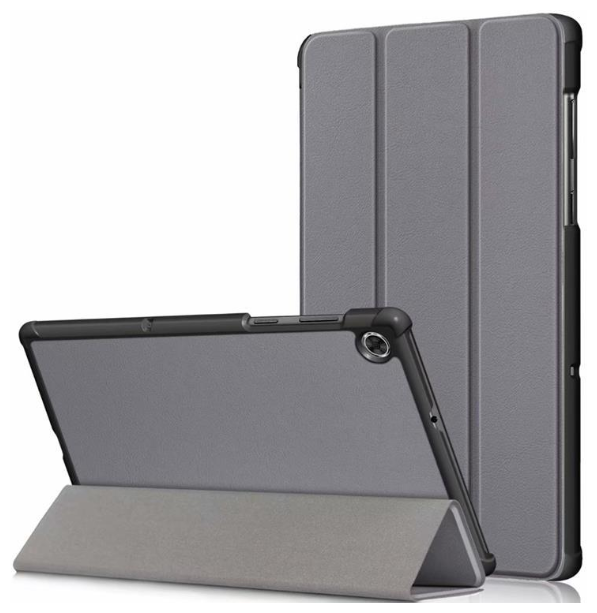 Чехол-обложка MyPads для Lenovo Tab M10 + Plus TB-X606F/M тонкий умный кожаный на пластиковой основе с трансформацией в подставку серый