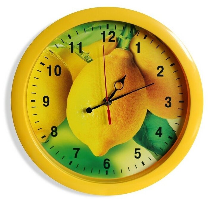 Часы настенные Соломон "Лимоны", желтый обод, 28х28 см