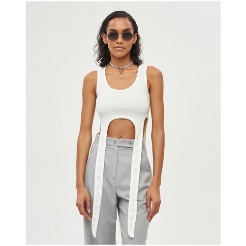 фото Майка - алкоголичка с хлястами shi-shi (40, молочный)