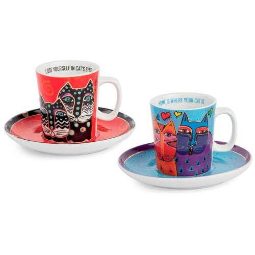 Кофейная пара 100мл (набор 2шт) Лорель Берч (голубая/красная)