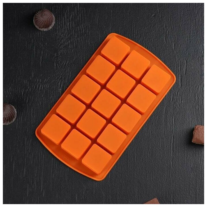 Форма для шоколада, льда и мармелада «Кьюб», 15 ячеек, 20×11,5×1,5 см. - фотография № 8
