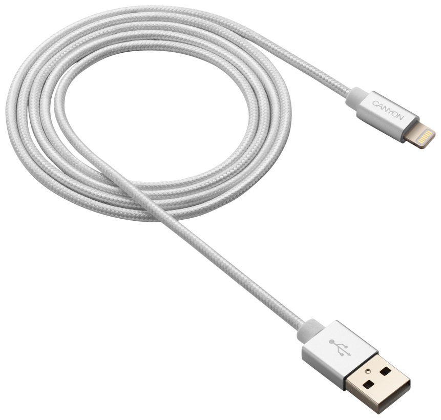 Кабель USB - Lightning, 1м, Canyon MFI-3, темно-серый [CNS-MFIC3DG]