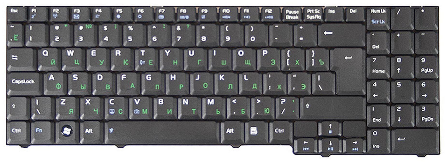 Клавиатура для ноутбука Asus F7 M51 X56 Series Г-образный Enter Черная без рамки PN NSK-U400R 699₽