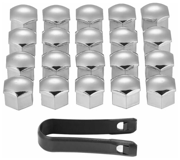 фото Ком-кт пластик колпачков хром (hex17, blister 20+1) на гайки-болты колеса