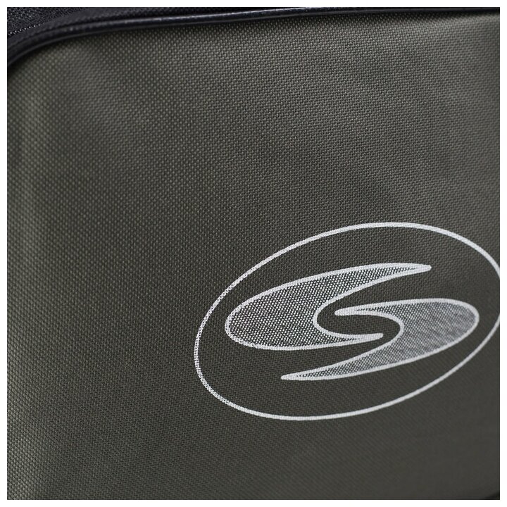 Сумка спортивная на молнии, 3 наружных кармана, длинный ремень, цвет чёрный/зелёный - фотография № 5