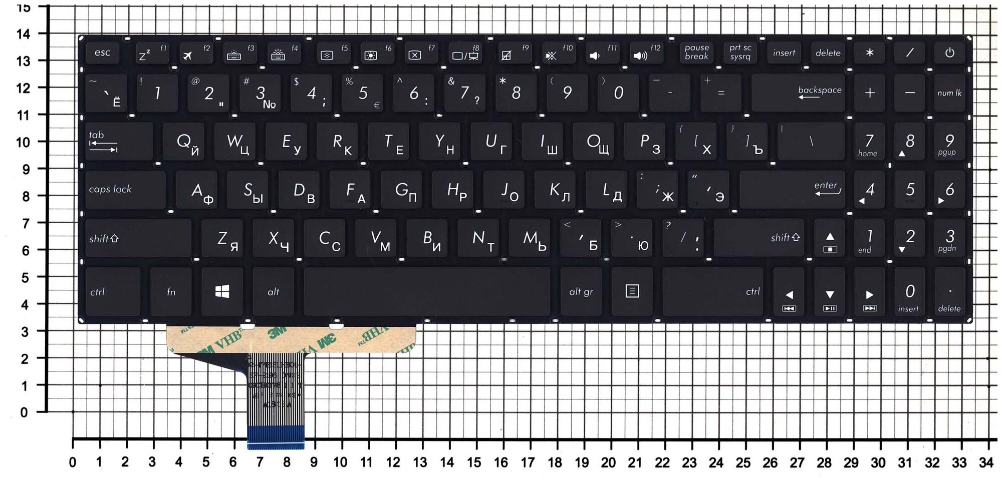 Клавиатура для ноутбука Asus VivoBook Pro N580V черная с подсветкой