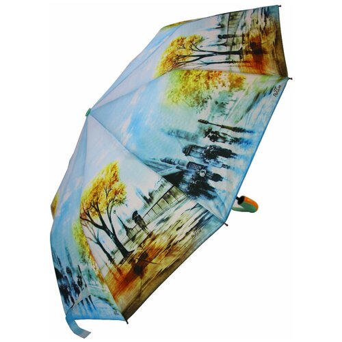 Женский складной зонт Popular umbrella 1693/голубой,бежевый