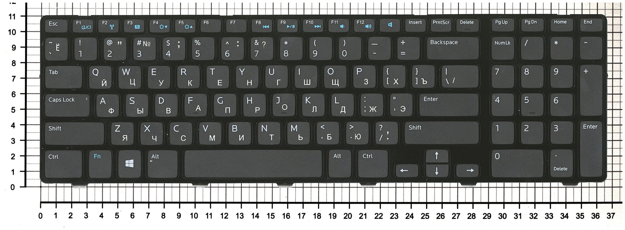 Клавиатура для ноутбука Dell V119725BS1 русская черная с черной рамкой