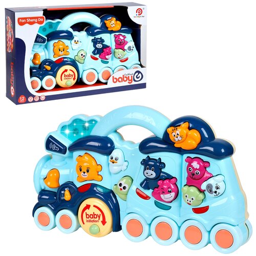 фото Развивающая музыкальная игрушка "паровозик", 11 кнопок, звук, свет, голубой, jb0333803 smart baby
