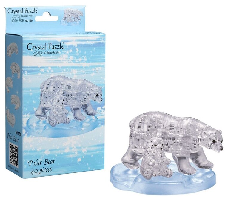 Пазл 3D Bumbaram Crystal puzzle, "Два белых медведя", картонная коробка (90160)