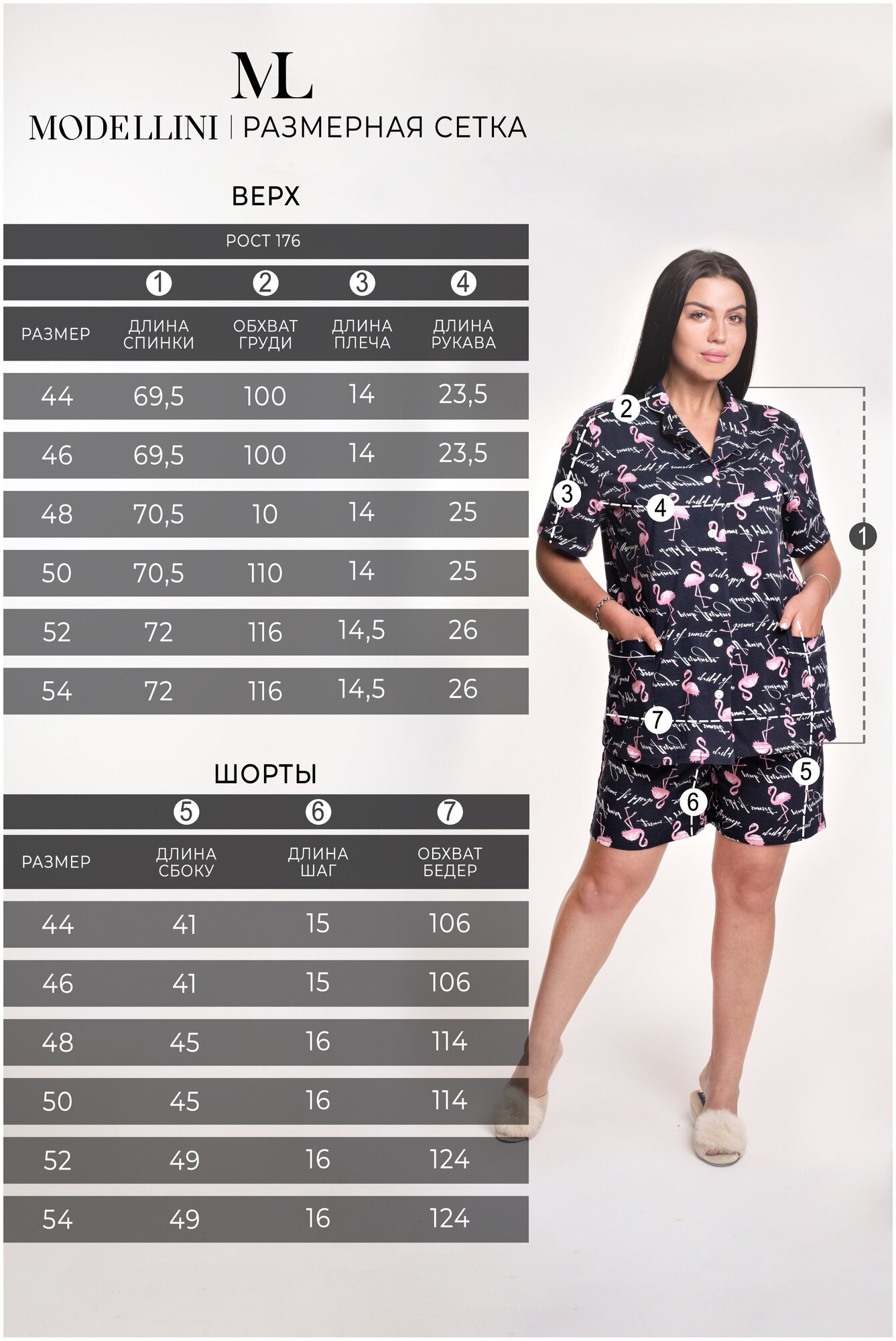 Пижама женская Modellini 1175/4 рубашка + шорты, фламинго, 52 - фотография № 6