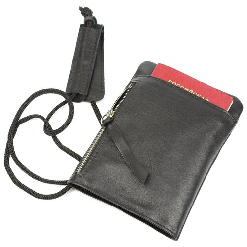 фото Дорожный кошелек, портмоне, органайзер походный, из натуральной кожи черный сн851-209 кроко