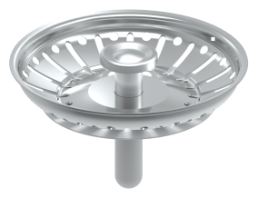 Сетка для раковины кухонной мойки пластиковая диаметр сливного отверстия 90 мм, высота 57 мм, цвет хромированный, круглой формы Unicorn E100P