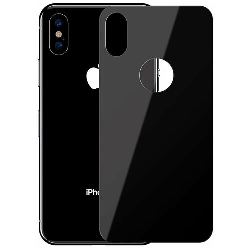 Защитное стекло для iPhone XS на заднюю панель Baseus Full-glass Back - Черное (SGAPIPH58-BM01)