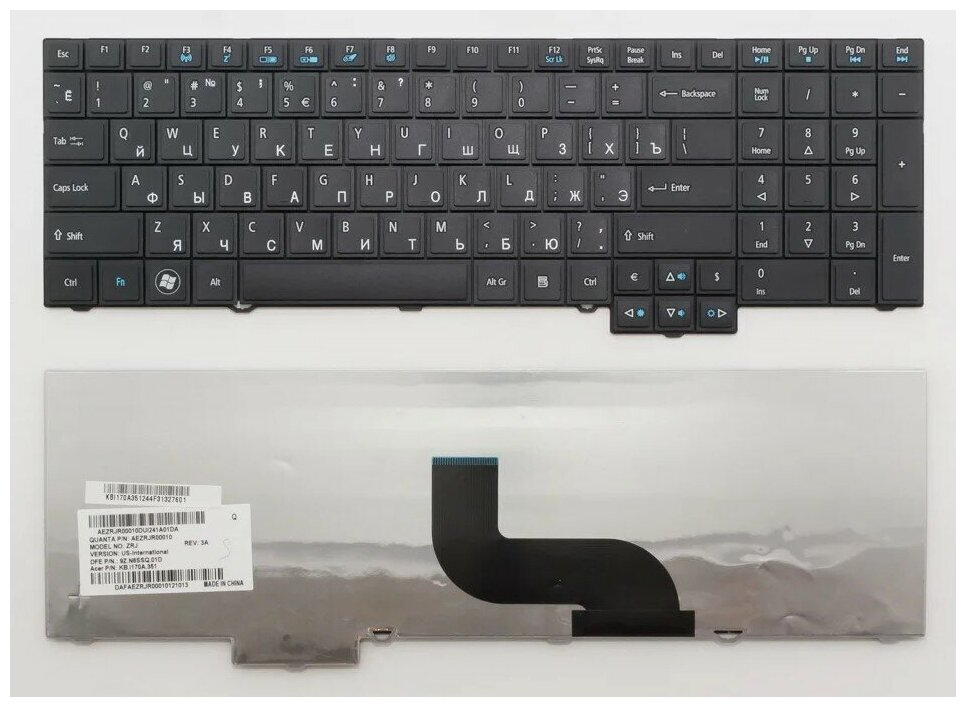 Клавиатура для ноутбука Acer 9Z N6SSQ00R черная 1180₽