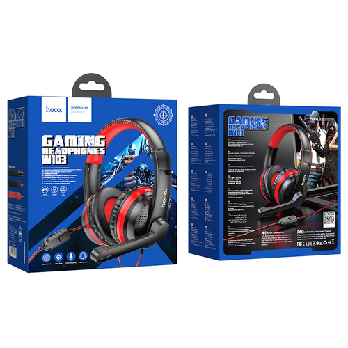 Наушники (Наушники W103 Gaming headphones проводные HOCO черно-красные) наушники w104 game headphones проводные hoco черно синие