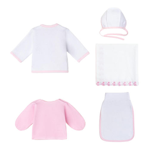 Комплект одежды   для девочек, распашонка и чепчик и пеленка, размер 56, розовый