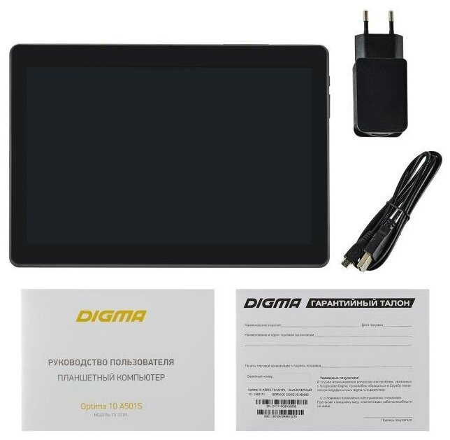 Планшет Digma Optima 10 A501S TS1221PL черный 1GB16GB 101 IPS 1280x800 3G 4G 2Mpix 03Mpix BT GPS WiFi Touch microSD 128GB minUSB 5000