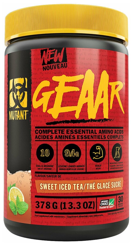 Аминокислотный комплекс Mutant GEAAR 13,3 oz (378 гр) Sweet Iced Tea