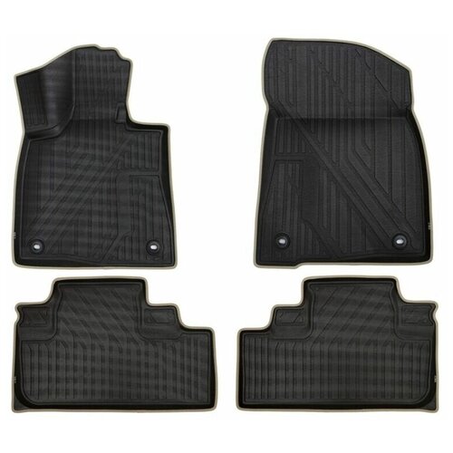 Коврики KVEST в салон для LEXUS RX, 2015- , 4 шт. (полиуретан, черный, бежевый)