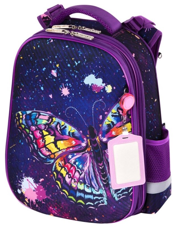 Ранец / рюкзак / портфель школьный для девочки первоклассницы Юнландия Extra, с дополнительным объемом, Colorful butterfly, 38х29х18 см