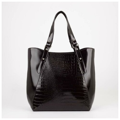 Сумка тоут, отдел на молнии, наружный карман, длинный ремень, цвет коричневый