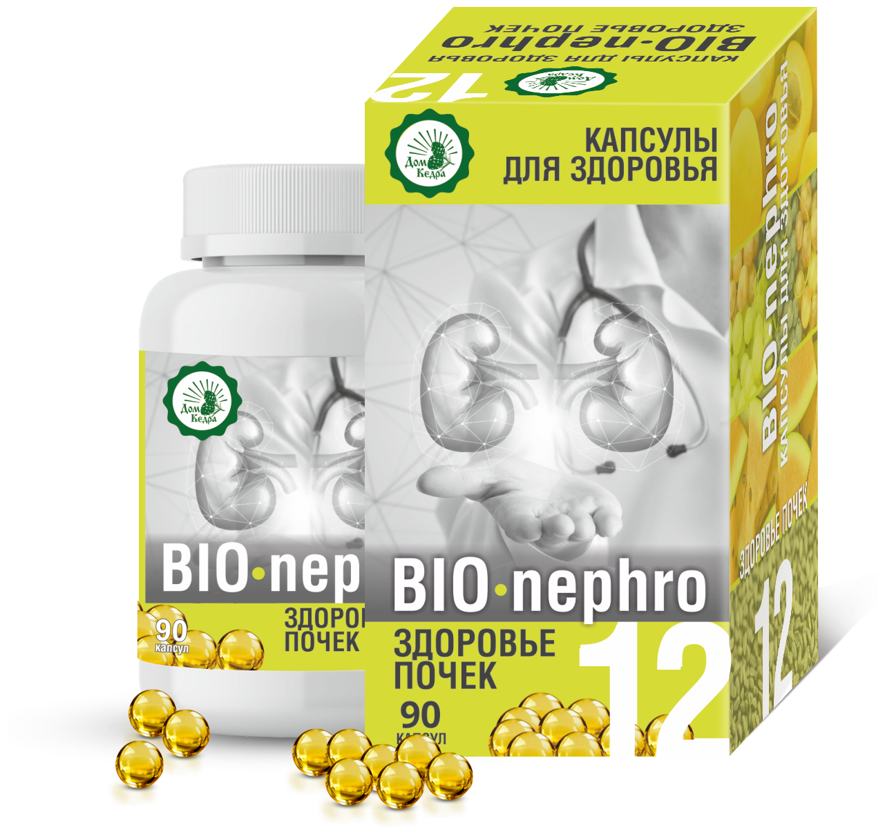 Масло капсулированное Здоровье почек BIO-nephro 12 капсулы для здоровья 90 капсул Дом Кедра