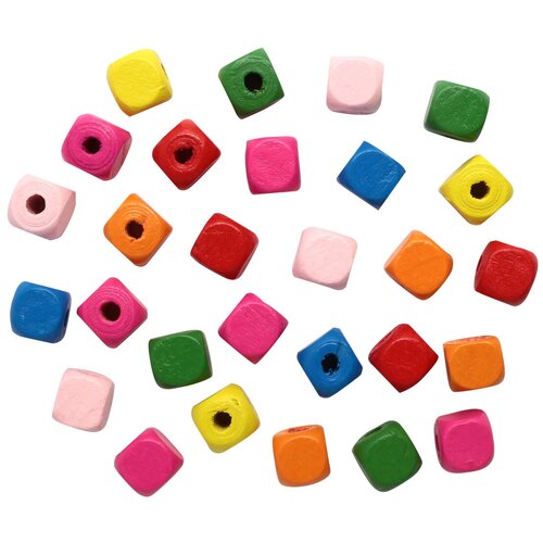 Бусины деревянные куб Astra&Craft, 10 мм, цветной микс, 18 г, 4AR397 (Яркий микс)