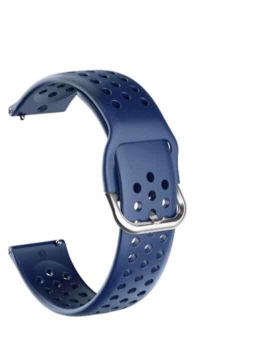 Силиконовый ремешок синий для часов Amazfit Bip/Bip Lite/GTR 42mm/GTS/Samsung watch Active 2, 20 мм.