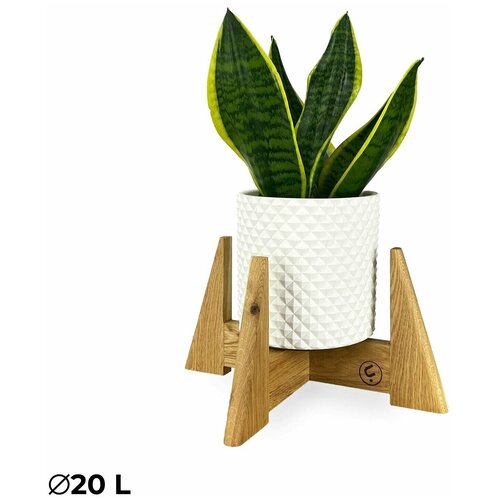 Подставка для цветов и растений настольная деревенная на подоконник Умбра от Flora Urban д20 см, в16 см, размер: L, цвет: Дуб натуральный