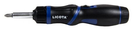 Licota ARD-12K04 Отвертка трещоточная с поворотной ручкой и сменными вставками 1/4", 9 пр.