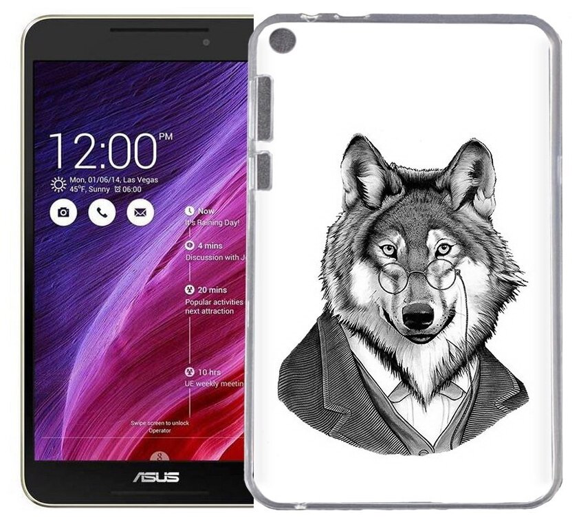 Чехол задняя-панель-накладка-бампер MyPads волк в пиджаке для Asus Fonepad 8 FE380CG/FE380CXG (K016) противоударный