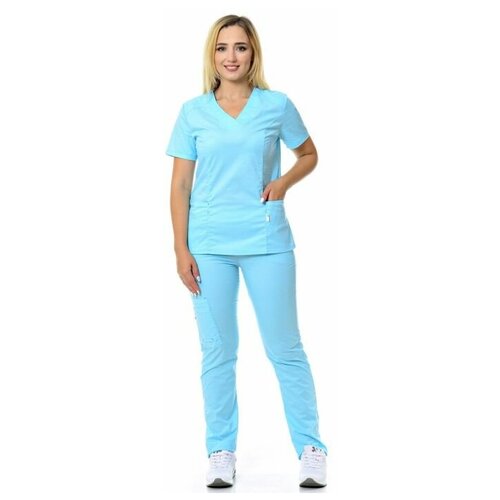 фото Костюм медицинский женский "вена" 103.3.41 (54/голубой/стрейч мед) medicalwear